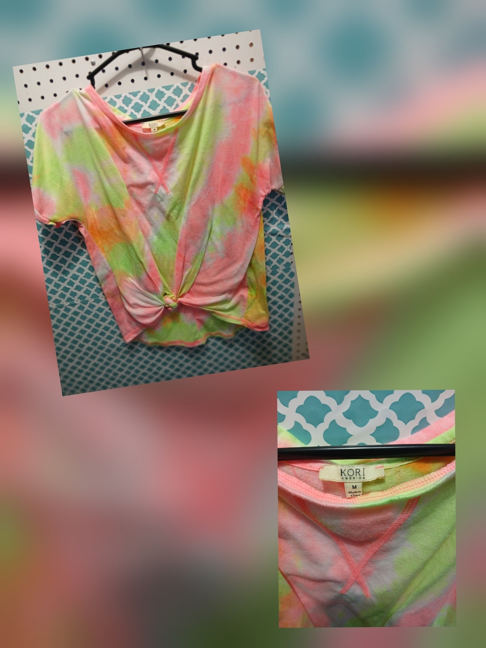 Kori Tie-Front Short Sleeve Tee in Pink, Green, Yellow
